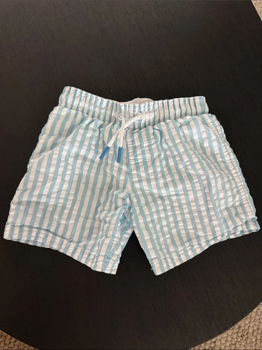Cat & Jack Blue and White Striped Kids Swim Trunks 5T